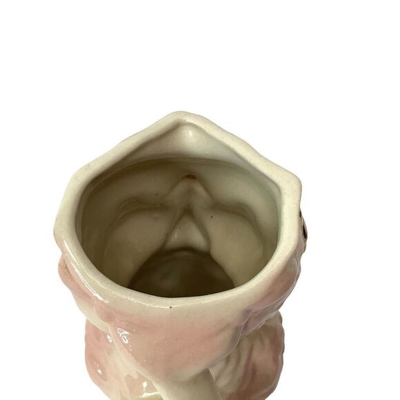 VIntage 1950's Shawnee Ceramic PInk Bird Owl Chick PItcher Creamer 6"  Gold Trim - Picture 6 of 10